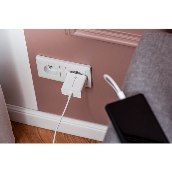 Forcell F-Energy TFK‑TC‑45WPD – Szybka ładowarka sieciowa USB-C 45 W QC4.0/PD - Biała