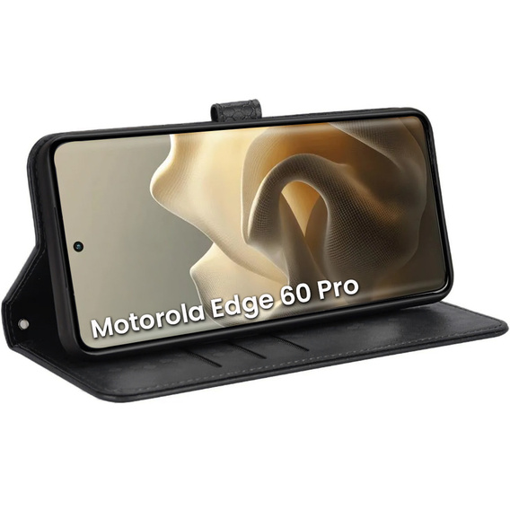 Etui z klapką do Motorola Edge 60 Pro, Wallet Rhombus, czarne