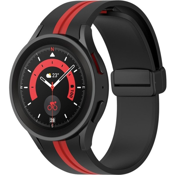 Pasek Silikonowy do Samsung Galaxy Watch 4/5/6/7/FE 40/42/43/44/45/46/47mm, Czarny / Czerwony