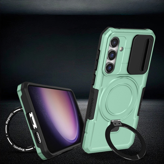 Etui pancerne do Samsung Galaxy S23 FE, CamShield MagSafe, zielone