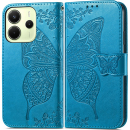 Etui z klapką do Xiaomi Redmi Note 14 4G, Butterfly, niebieskie