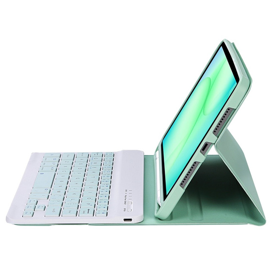 Etui z klawiaturą do Samsung Galaxy Tab A11, Leather Pen Slot, jasnozielone