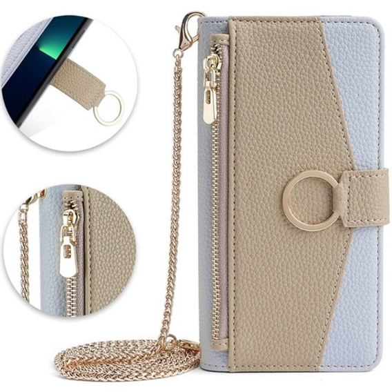 Etui z klapką do iPhone 7 / 8 / SE (2020) / SE (2022), Wallet Zipper Pocket, z lusterkiem, niebieskie