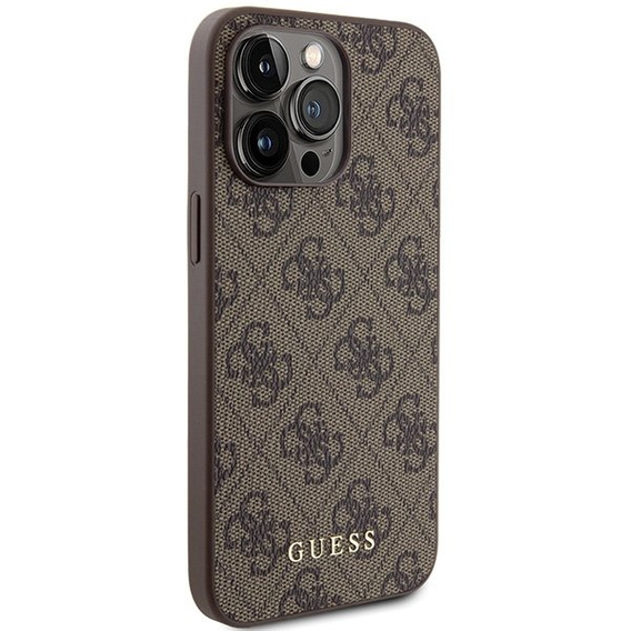 Etui GUESS do iPhone 15 Pro Max, 4G Metal Gold Logo, brązowe