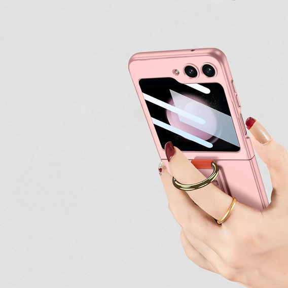 Etui GKK do Samsung Galaxy Z Flip7 FE / Z Flip6, Ring Holder, z paskiem, różowe