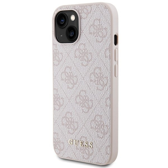 Etui GUESS do iPhone 15 Plus, 4G Metal Gold Logo, różowe