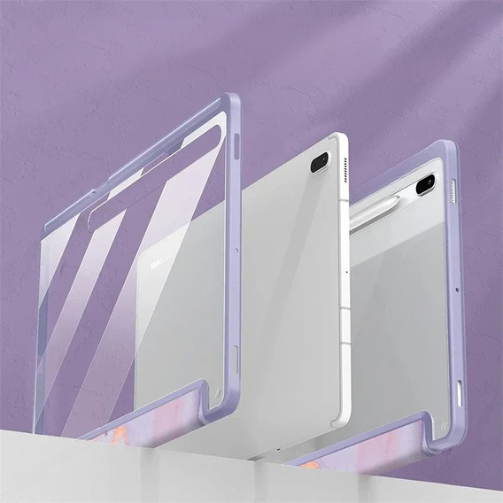 Etui do Samsung Galaxy Tab S10 FE+ Plus, Smartcase Hybrid, z miejscem na rysik, Marble fioletowe