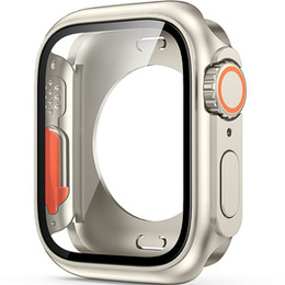 2w1 Pełne Etui + Szkło Hartowane do Apple Watch 7/8/9 45MM, Beżowe/Pomarańczowe