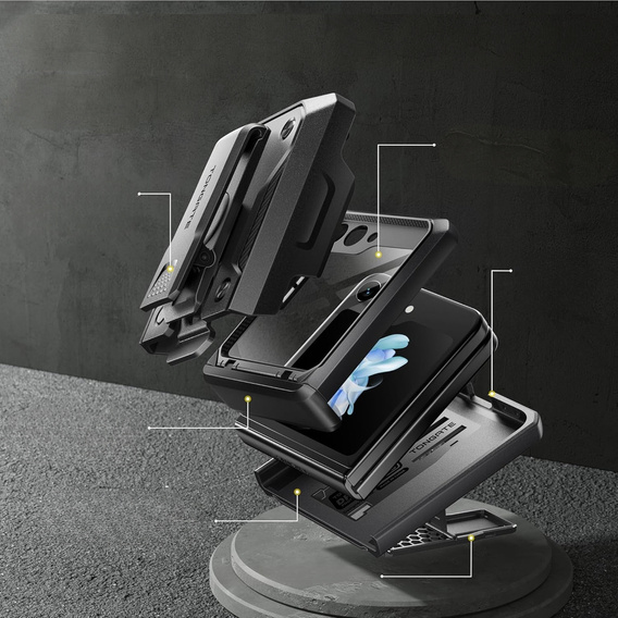 Etui do Samsung Galaxy Z Flip7 FE / Z Flip6, Tongate MECH Series, czarne