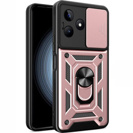 Zestaw Etui pancerne do Realme C53 4G, CamShield Slide, różowe rose gold + Szkło