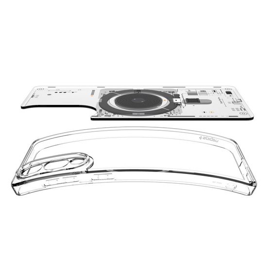 Etui z MagSafe Spigen do Samsung Galaxy S25 Edge, Ultra Hybrid, Neo One, przezroczyste + Szkło Hartowane 9H