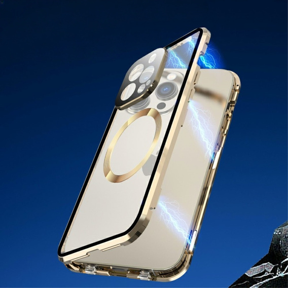 Etui Magnetic Dual Glass MagSafe do iPhone 15, złote