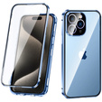 Etui do iPhone 15 Pro Max, Magnetic Dual Glass, niebieskie