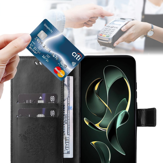 Etui z klapką do Xiaomi 13T / 13T Pro, Butterfly, czarne