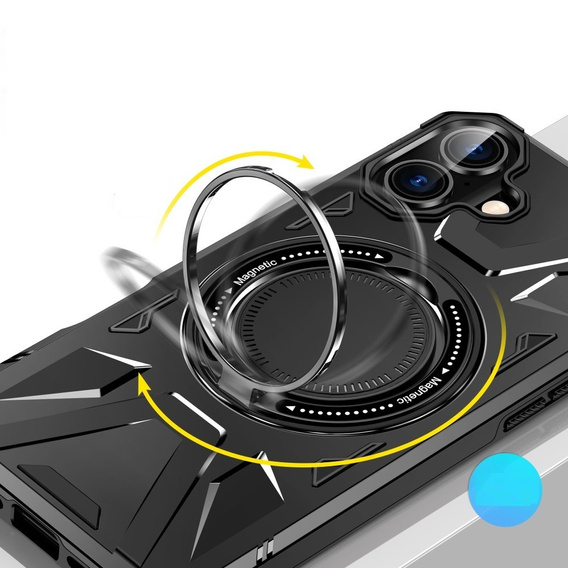 Etui do iPhone 16, pancerne z podstawką i MagSafe, czarne