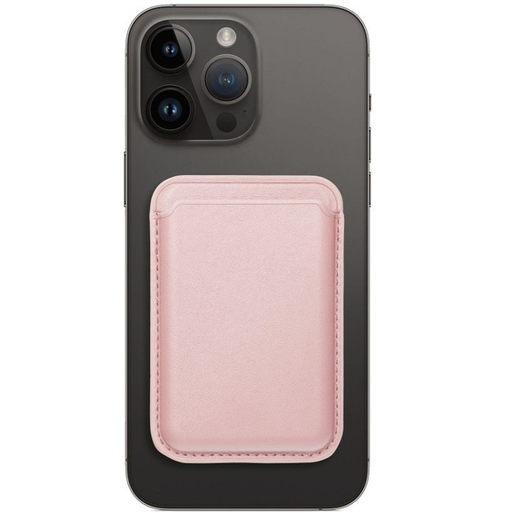 Portfel magnetyczny na karty do iPhone 12 / 13 / 14 / 15 / 16, Leather Mag Wallet, kompatybilny z MagSafe – różowy
