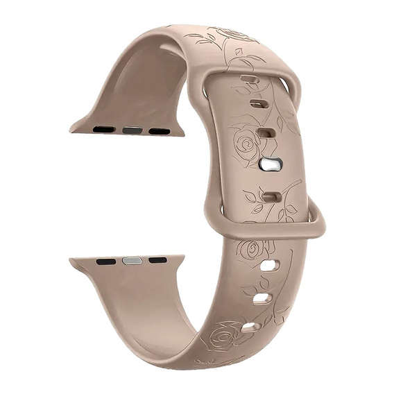 Pasek Silikonowy do Apple Watch 1/2/3/4/5/6/7/8/9/10/11/SE 38/40/41/42mm, Rose, Beżowy