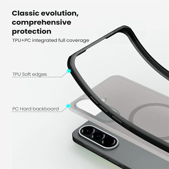 Etui NILLKIN do Samsung Galaxy A57 5G, Frosted Shield, do MagSafe, przezroczyste / czarne