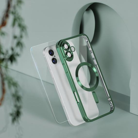 Etui do iPhone 16 Plus, Electro MagSafe, zielone + Szkło na ekran