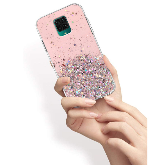 Etui do Xiaomi Redmi Note 9S / 9 Pro, Glittery, różowe