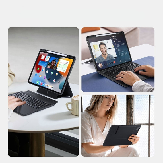 Etui z klawiaturą do iPad Air 13" 2025/2024 (7/6 gen.) / Pro 12.9" 2022/2021/2020 (6/5/4 gen.), Dux Ducis DK Series, czarne