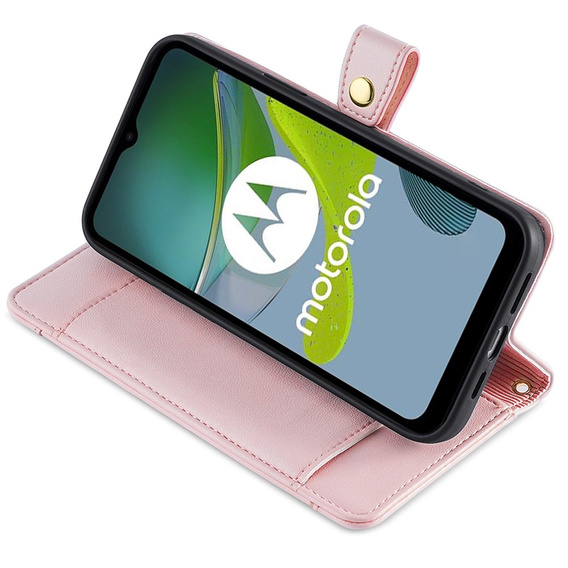 Etui z klapką do Motorola Edge 40 Neo, Wallet Zipper Pocket, różowe