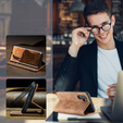Etui CASEME do Huawei P30 Pro, Leather Wallet Case, brązowe