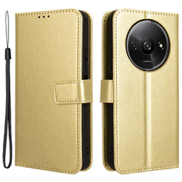 Etui z klapką do Xiaomi Redmi A3, Crazy Horse Wallet, złote