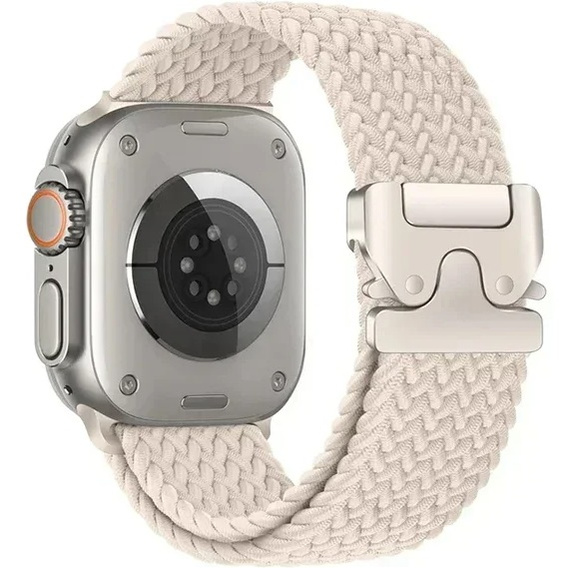 Pleciony Pasek Nylonowy z Klamrą do Apple Watch 1/2/3/4/5/6/7/8/9/10/11/SE Ultra 1/2/3 42/44/45/46/49mm – Beżowy