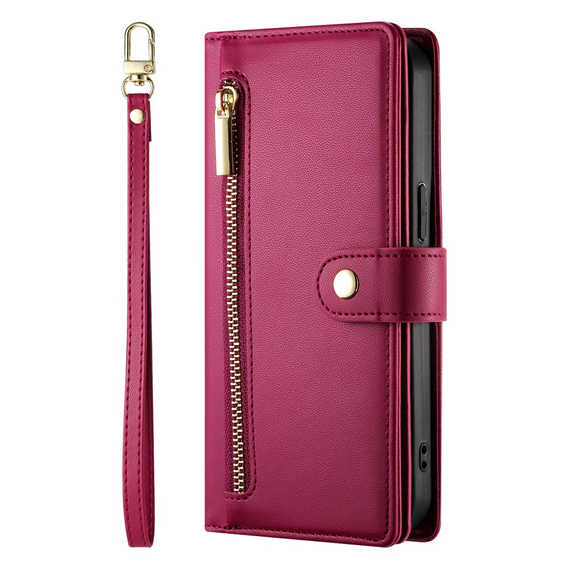 Etui z klapką do Samsung Galaxy A17 5G, Wallet Zipper Pocket, czerwone