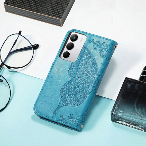 Etui z klapką do Realme C71, Butterfly, niebieskie