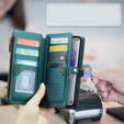 Etui CASEME do Samsung Galaxy A55 5G, RFID Leather Wallet, z paskiem na ramię, zielone