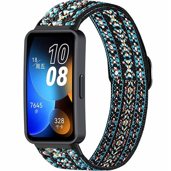 Pasek Nylonowy do Huawei Band 8 / Huawei Band 9 / Huawei Band 10, brązowe akcenty