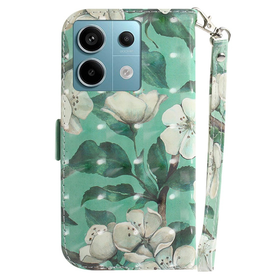 Etui z klapką do Xiaomi Redmi Note 13 Pro 5G, Wallet, Flowers zielone