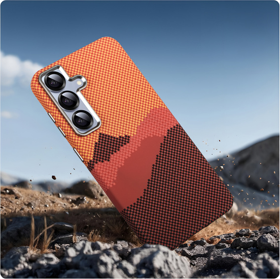 Etui do Samsung Galaxy S25+ Plus, Carbon Fiber MagSafe, pomarańczowe