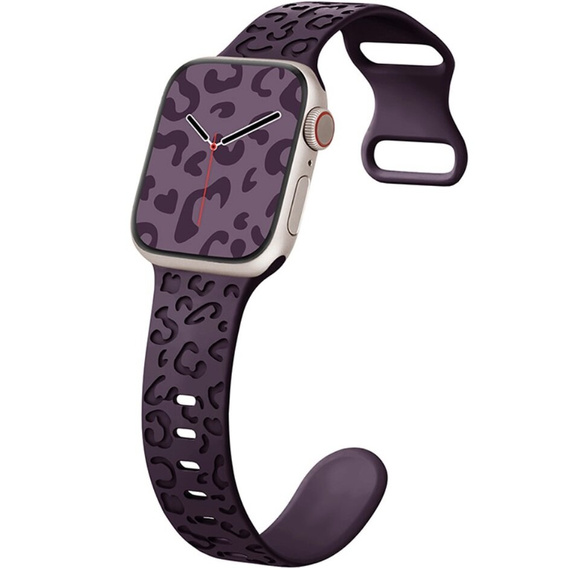 Pasek Silikonowy do Apple Watch 1/2/3/4/5/6/7/8/9/10/SE 38/40/41/42mm, Leopard, Fioletowy