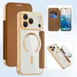 Etui z klapką do iPhone 17 Pro Max, RFID Wallet MagSafe z ochroną aparatu, brązowe