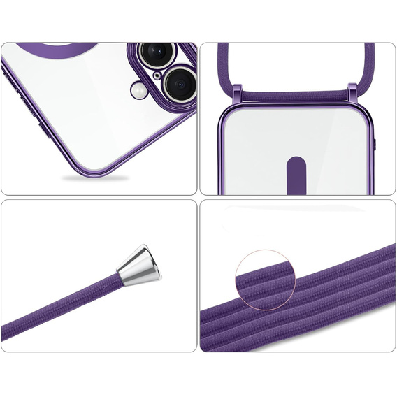 Etui do iPhone 17, Electro MagSafe, fioletowe + Smycz