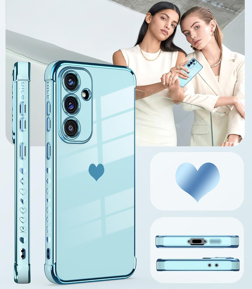 Etui do Samsung Galaxy A26 5G, Electro heart, niebieskie + Szkło 9H