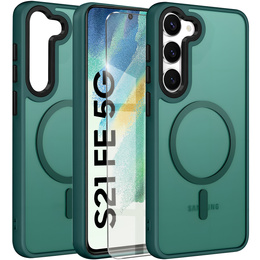 Etui do Samsung Galaxy S21 FE, do MagSafe, ERBORD Matt Case, zielony + Szkło na ekran