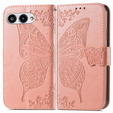 Etui z klapką do T Phone 3 5G, Butterfly, różowe rose gold