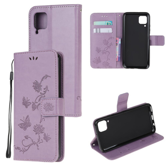 Etui z klapką do Huawei P40 Lite, Butterfly, fioletowe