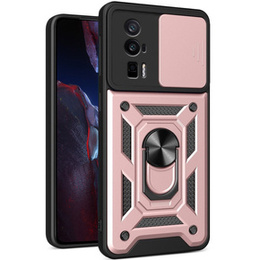 Etui pancerne do Xiaomi Poco F5 Pro, CamShield Slide, różowe rose gold