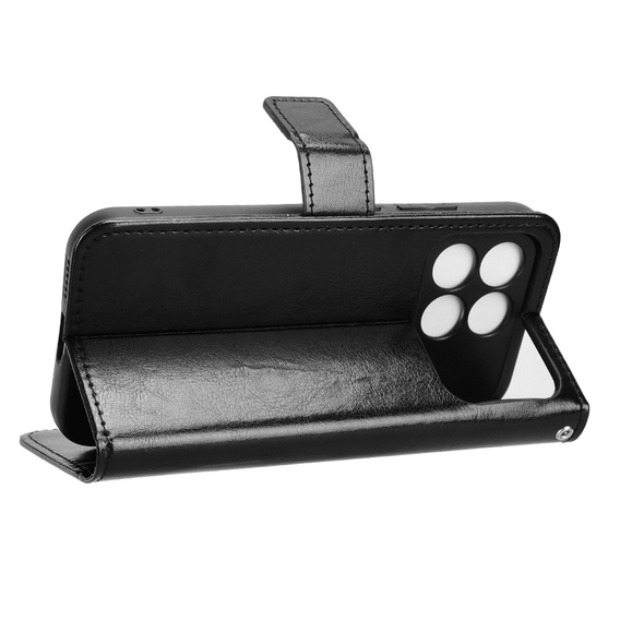 Etui z klapką do Xiaomi Poco F8 Pro, Crazy Horse Wallet, czarne