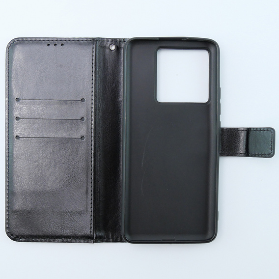 Etui z klapką do Xiaomi 13T / 13T Pro, Crazy Horse Wallet, czarne