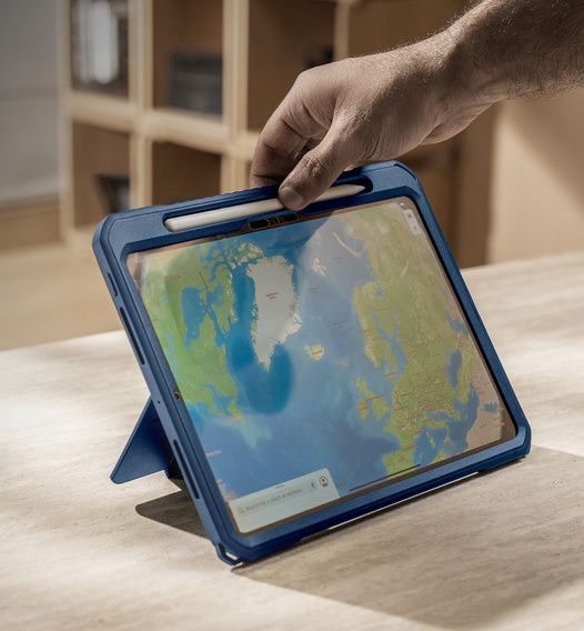 Etui Dexnor 360° do iPad Pro 11 2024 (5 gen.), z paskiem i miejscem na rysik - niebieskie