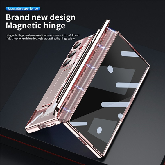 Etui do Samsung Galaxy Z Fold7 5G, z podstawką, różowe rose gold