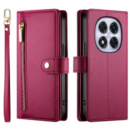 Etui z klapką do Xiaomi Redmi Note 14 Pro 5G / Poco X7 5G, Wallet Zipper Pocket, czerwone