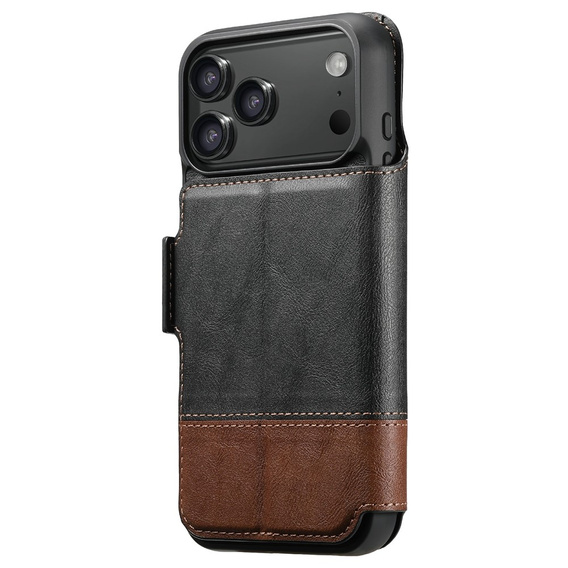 Etui z klapką 2w1 SUTENI do iPhone 17 Pro, do MagSafe, czarne