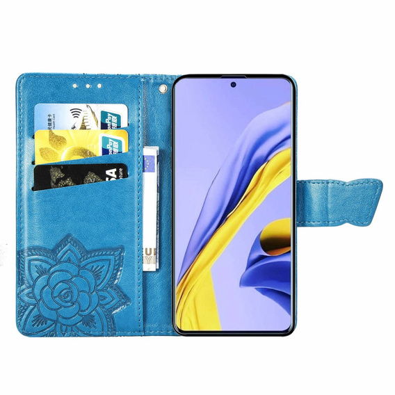 Etui z klapką do Samsung Galaxy A51 4G, Butterfly, niebieskie